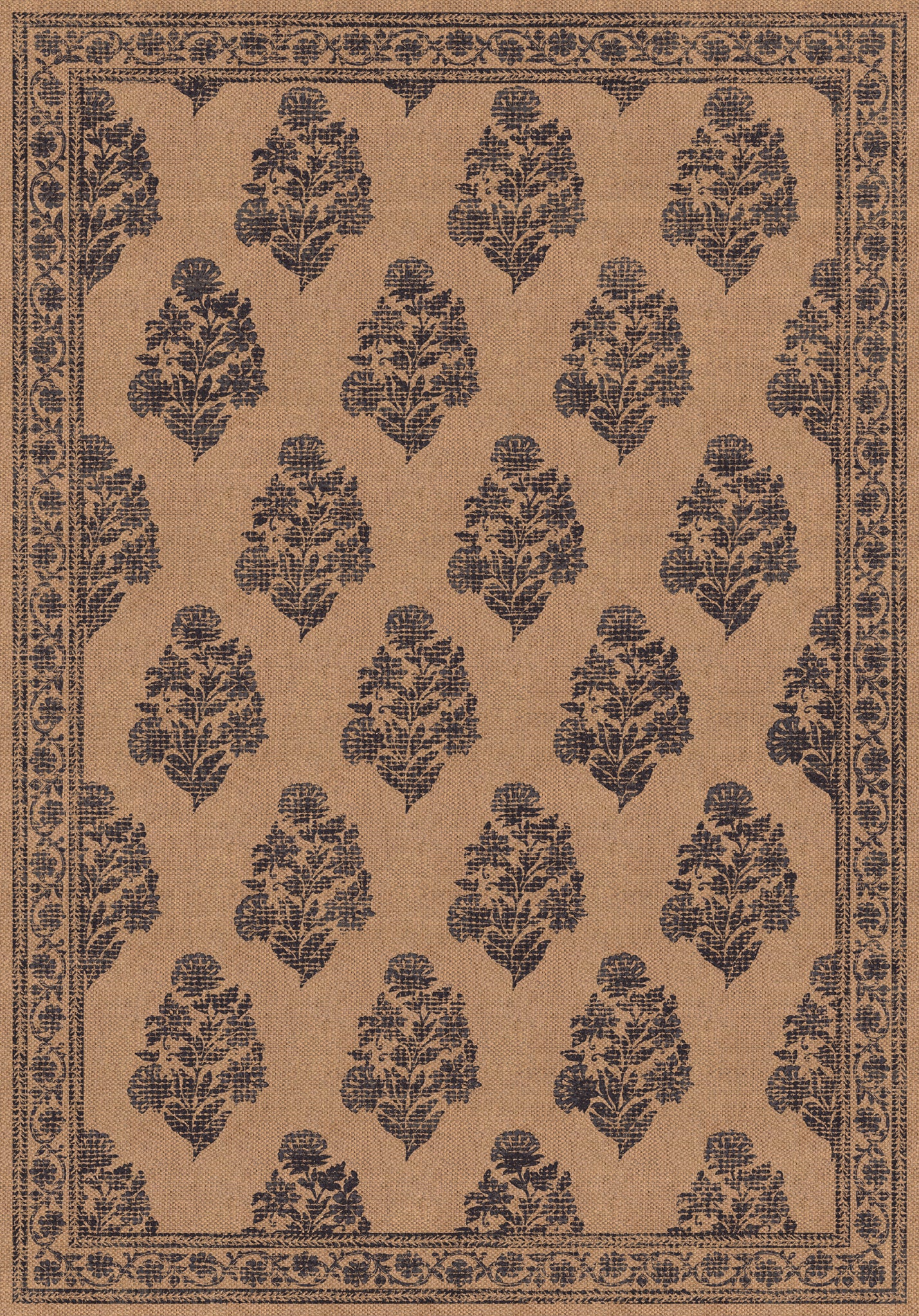 Sadie Floral Border Outdoor Rug – Navy – 150x215