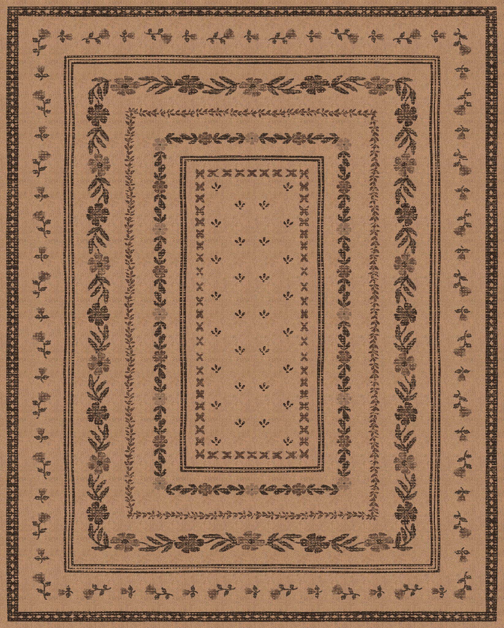 Bay Floral Border Outdoor Rug – Charcoal – 245x305