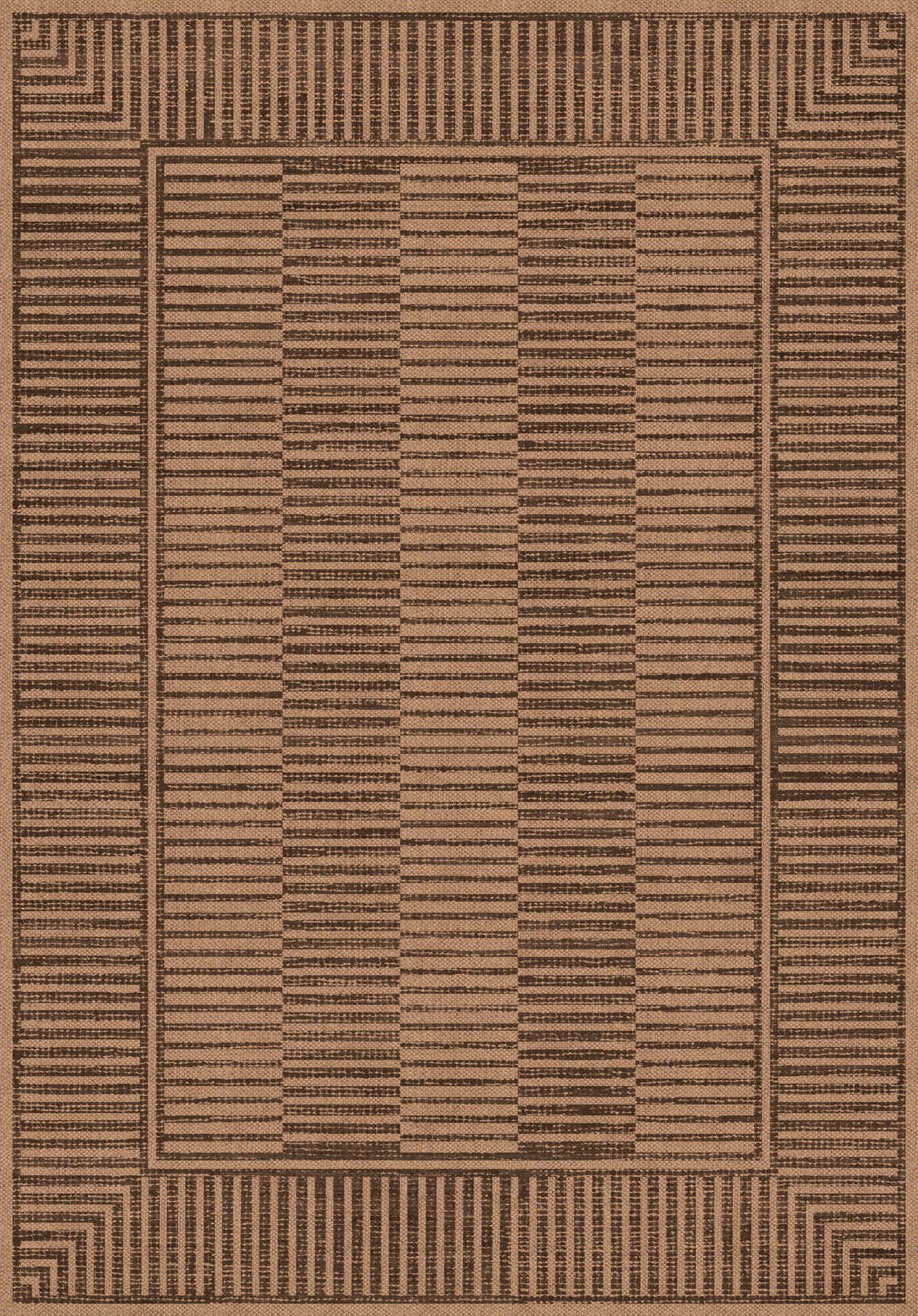 Holly Geometric Stripe Outdoor Rug – Brown – 150x215