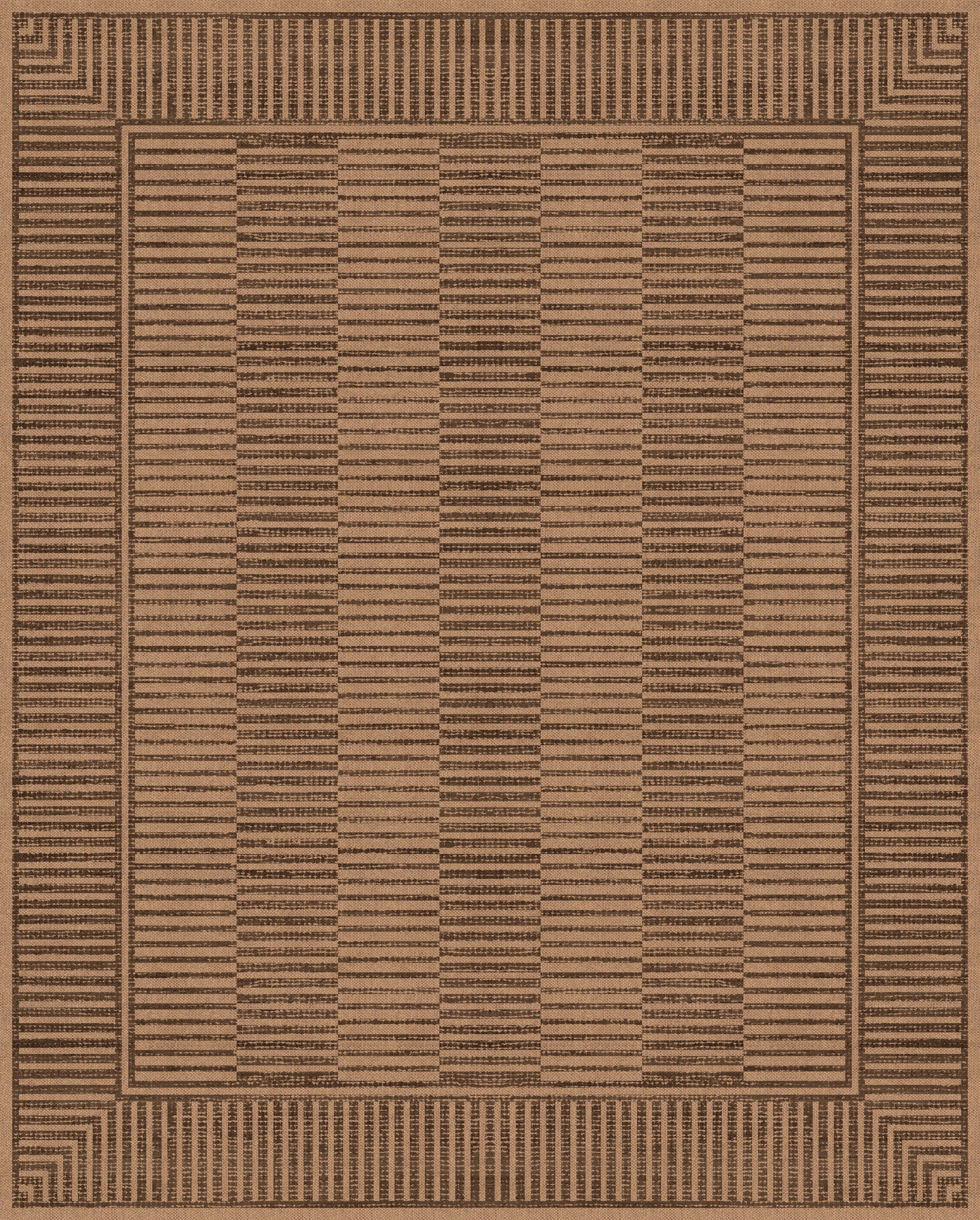 Holly Geometric Stripe Outdoor Rug – Brown – 245x305