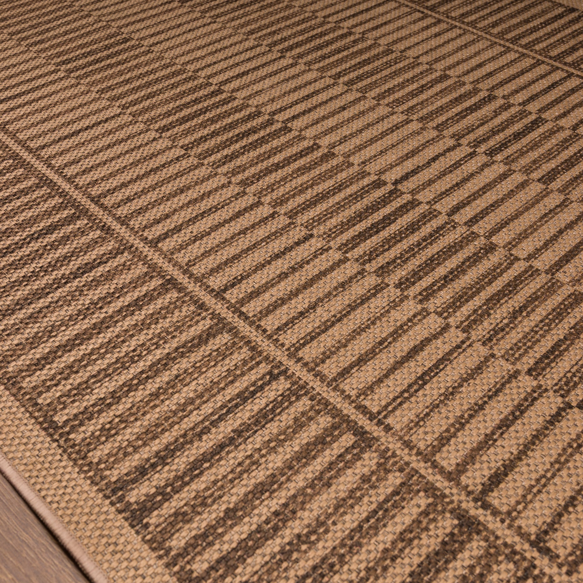 Holly Geometric Stripe Outdoor Rug – Brown