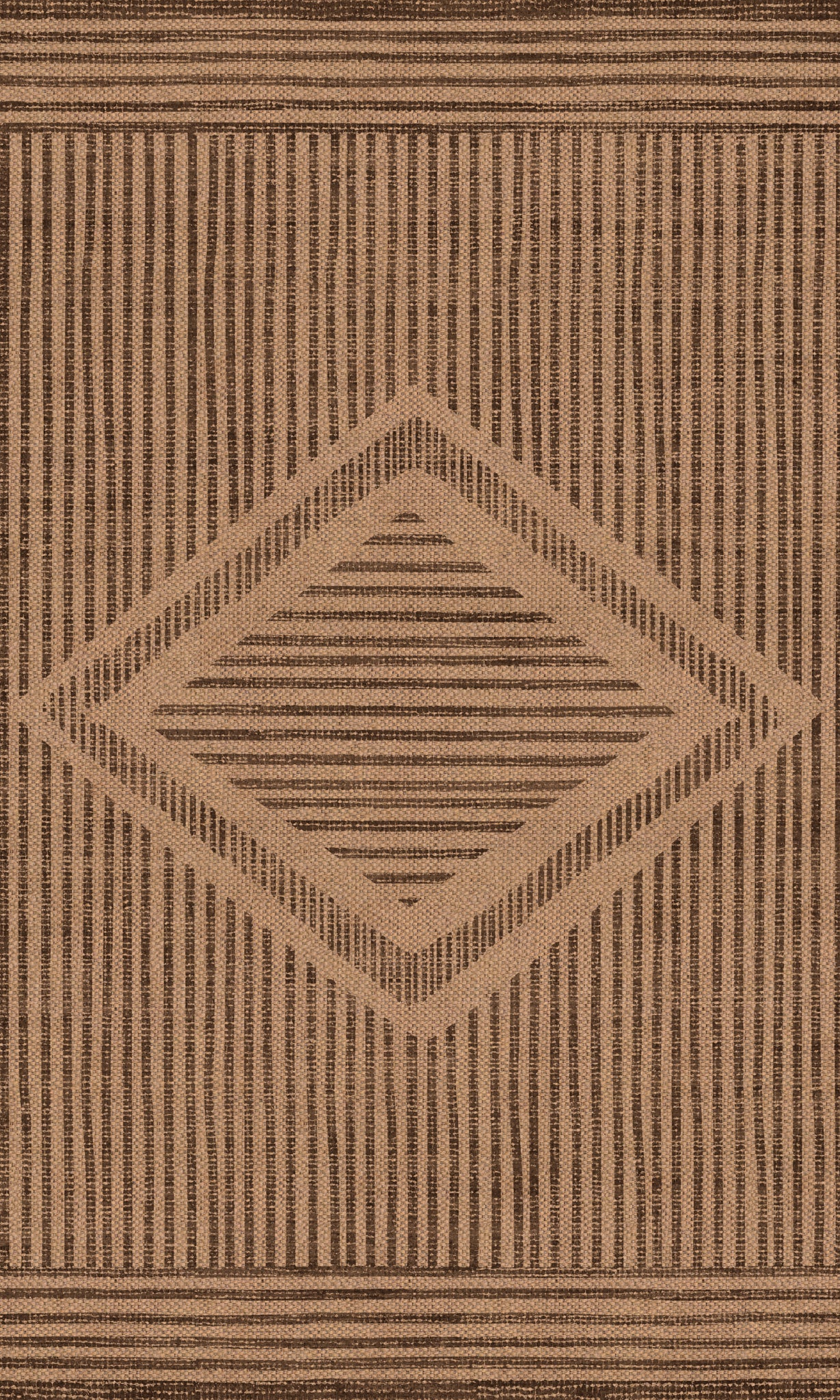Miles Geometric Diamond Outdoor Rug – Brown – 90x150