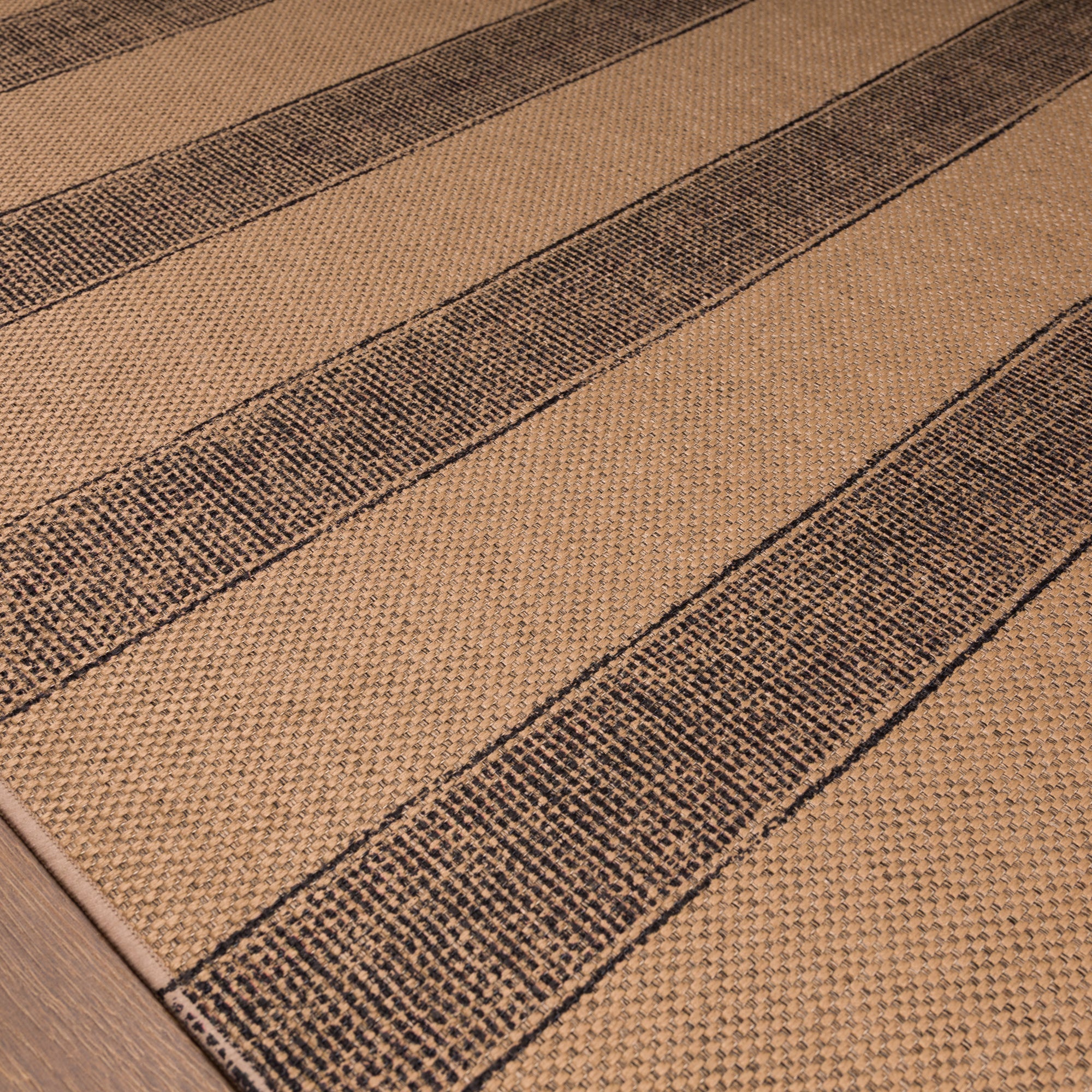 Annie Textured Stripe Outdoor Rug – Black