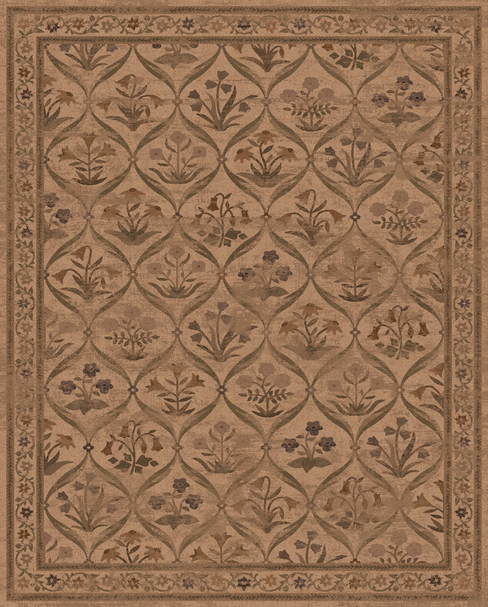 Sabrina Floral Trellis Outdoor Rug – Beige – 245x305