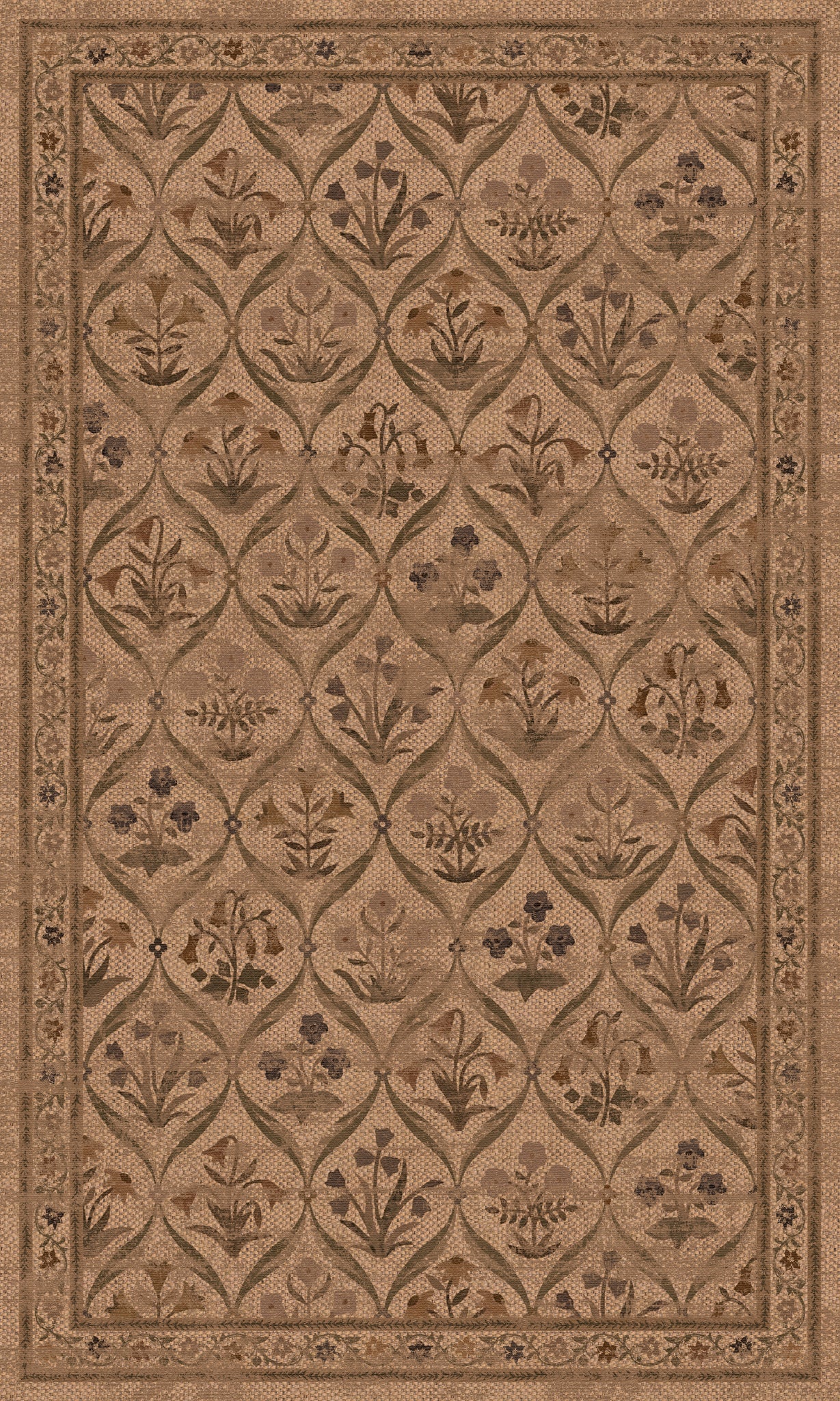 Sabrina Floral Trellis Outdoor Rug – Beige – 90x150