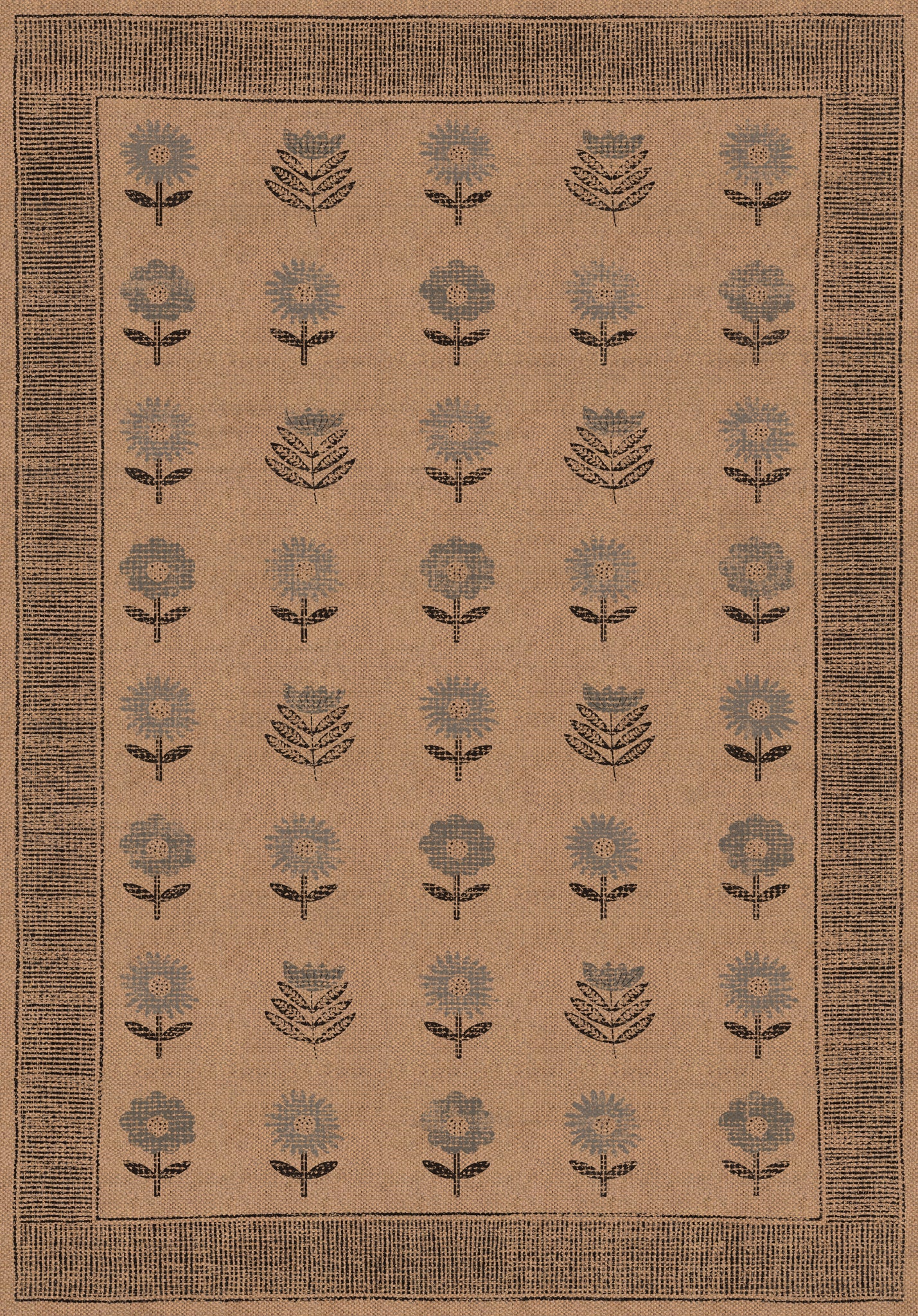 Amora Floral Border Outdoor Rug – Navy – 150x215