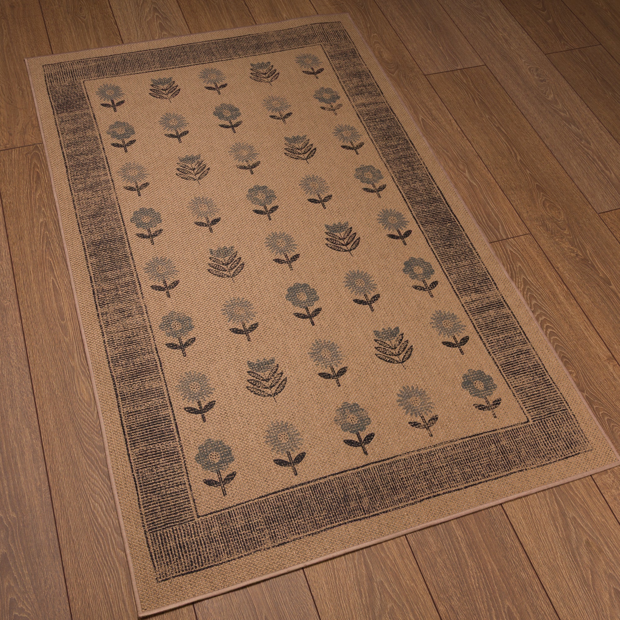 Amora Floral Border Outdoor Rug – Navy