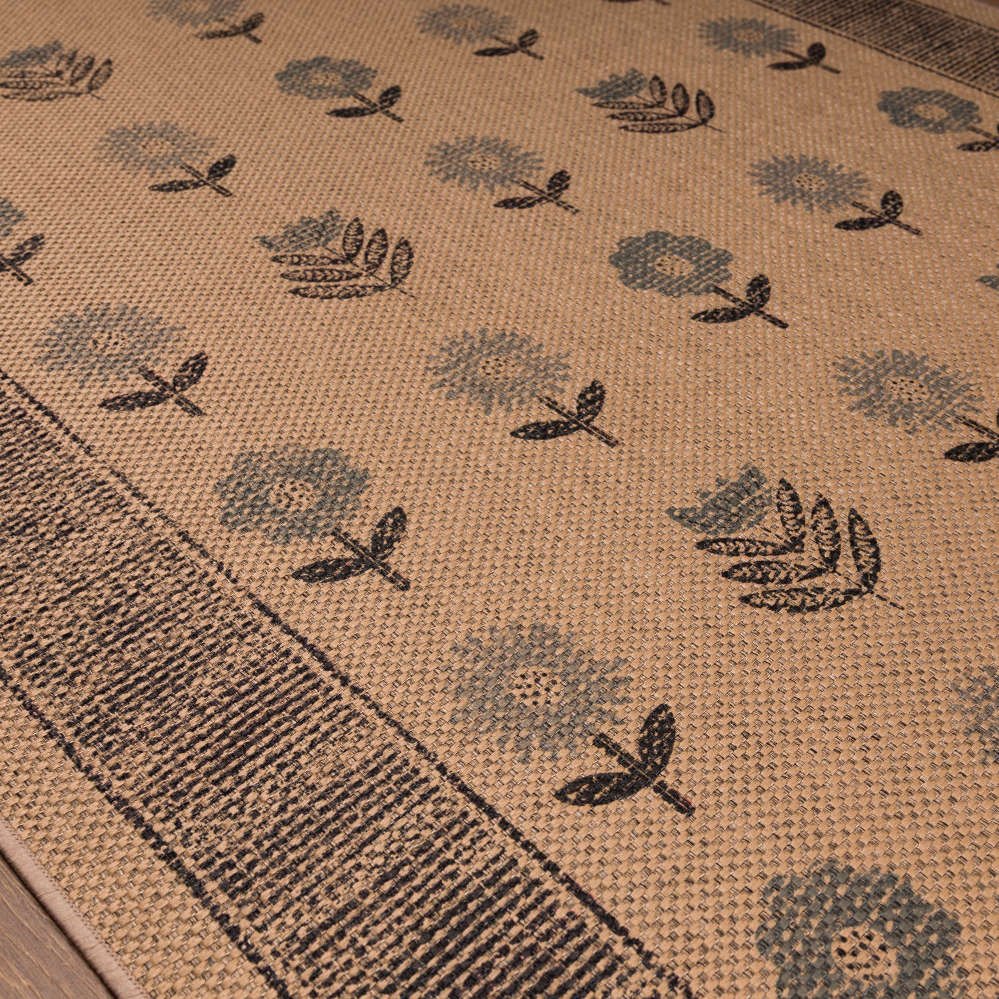 Amora Floral Border Outdoor Rug – Navy