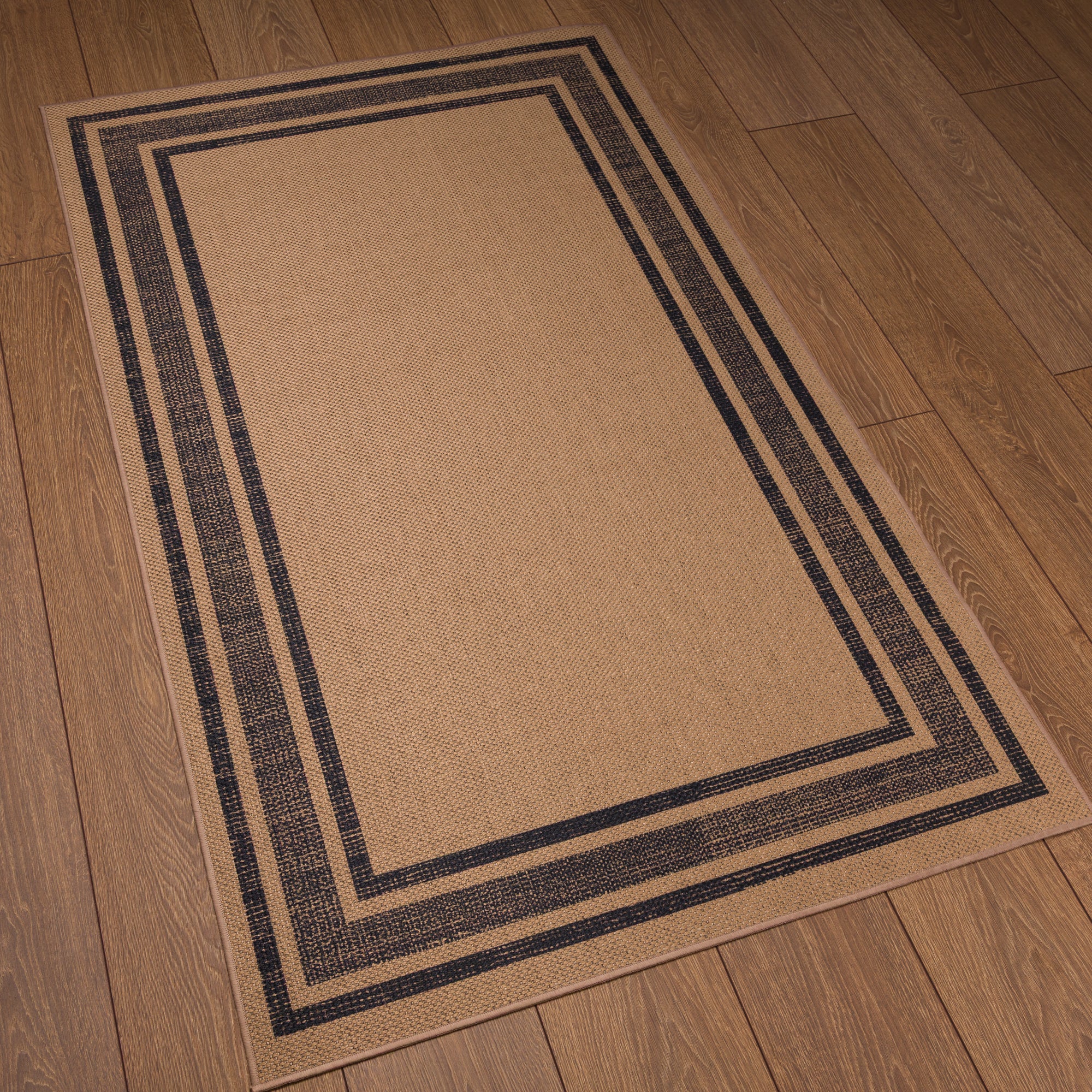 Leia Bordered Geometric Outdoor Rug – Navy