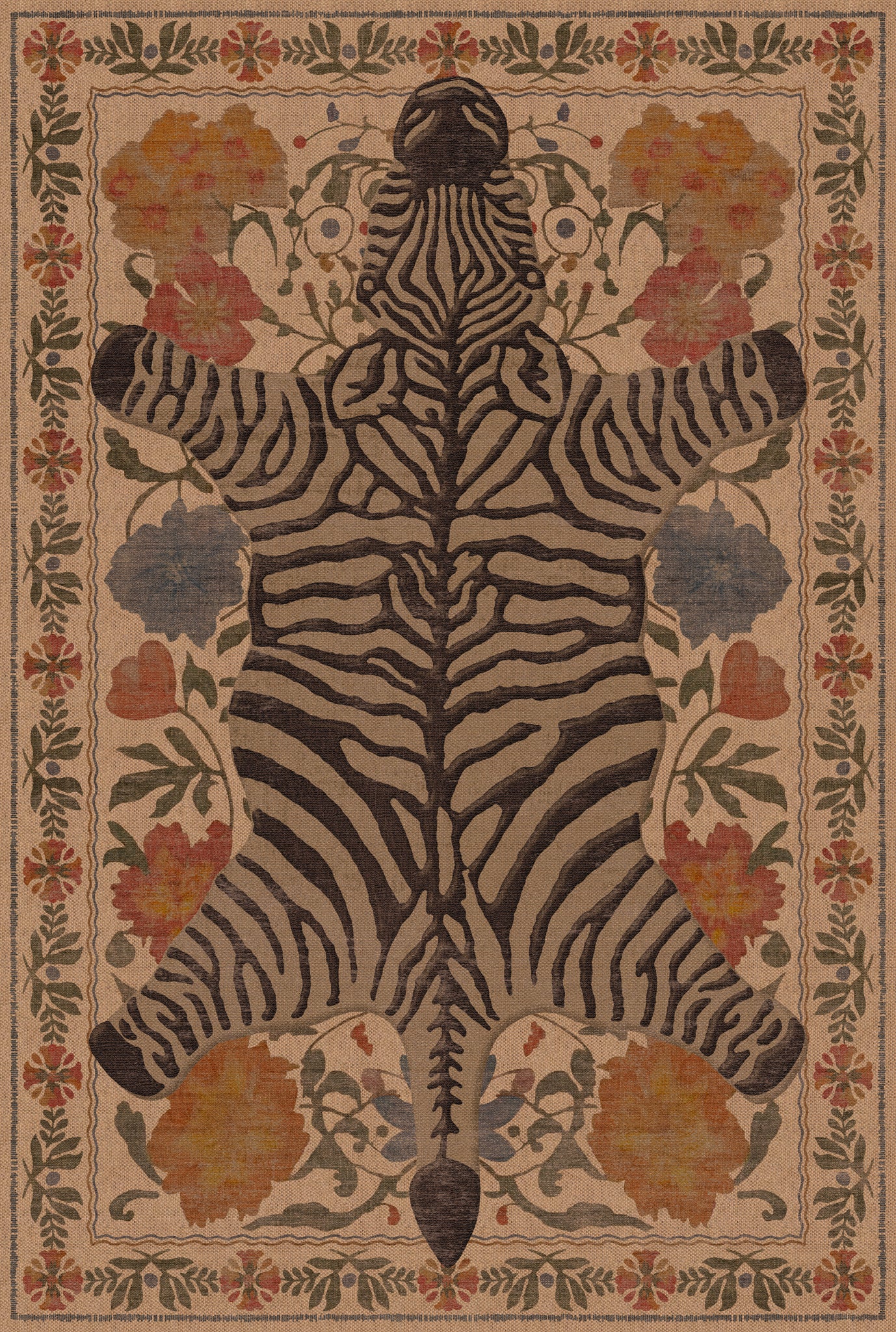 Rudy Zebra Floral Outdoor Rug – Beige – 185x275