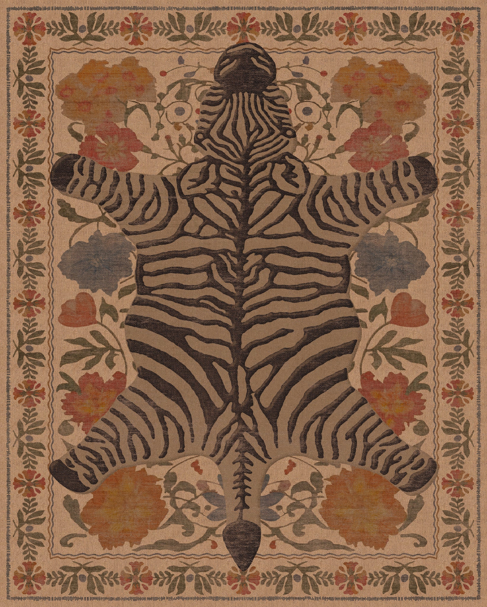 Rudy Zebra Floral Outdoor Rug – Beige – 245x305