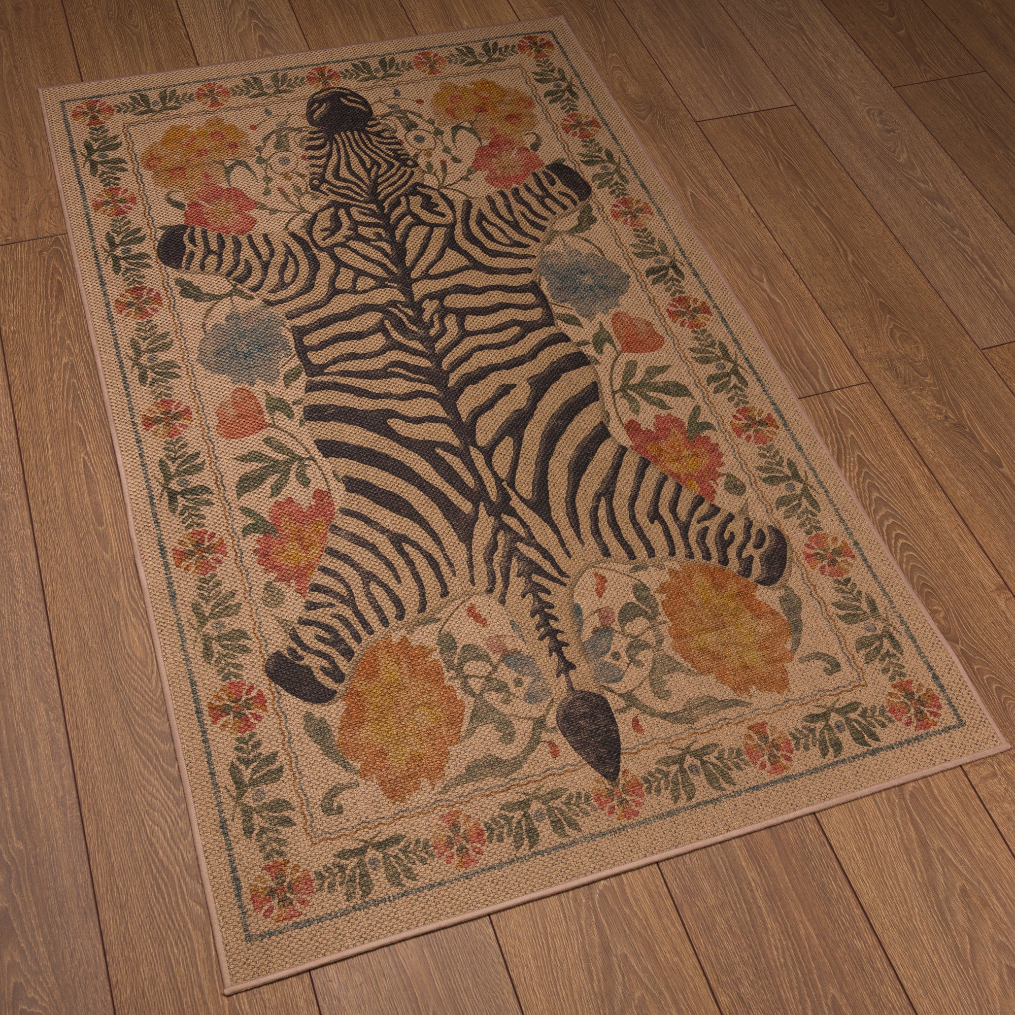 Rudy Zebra Floral Outdoor Rug – Beige