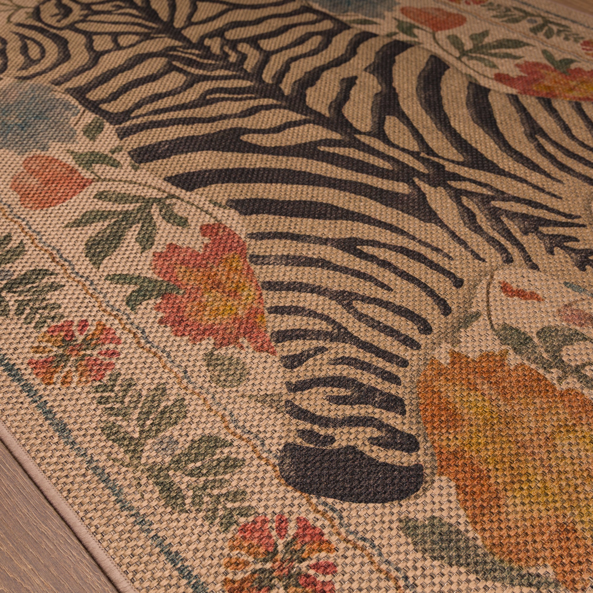 Rudy Zebra Floral Outdoor Rug – Grey