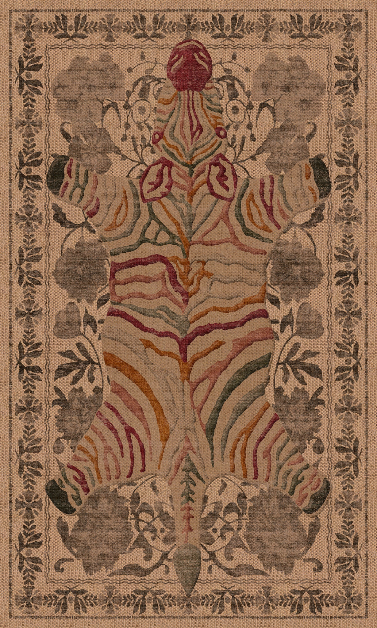Rudy Zebra Floral Outdoor Rug – Grey – 90x150