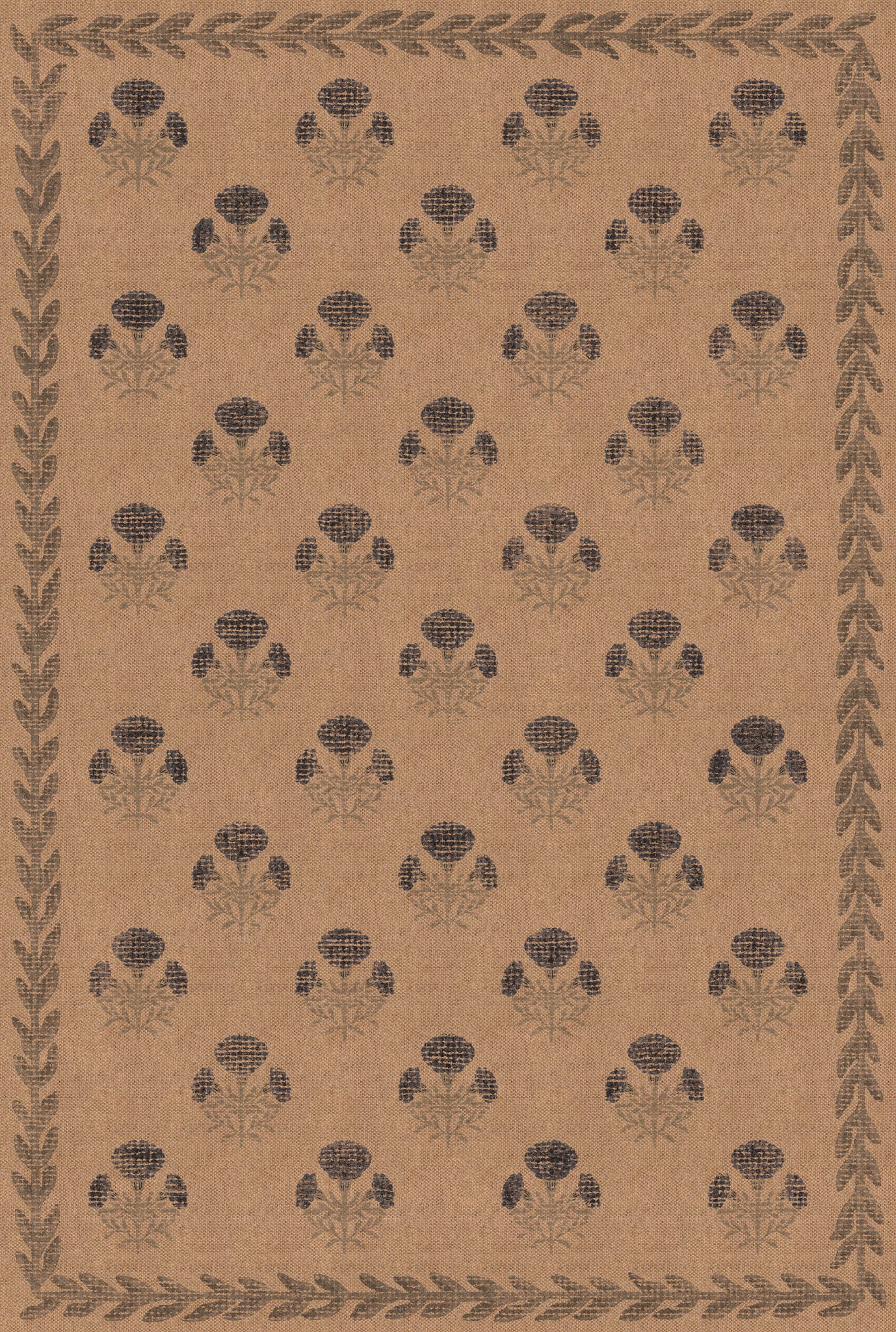 Maia Floral Border Outdoor Rug – Navy – 185x275