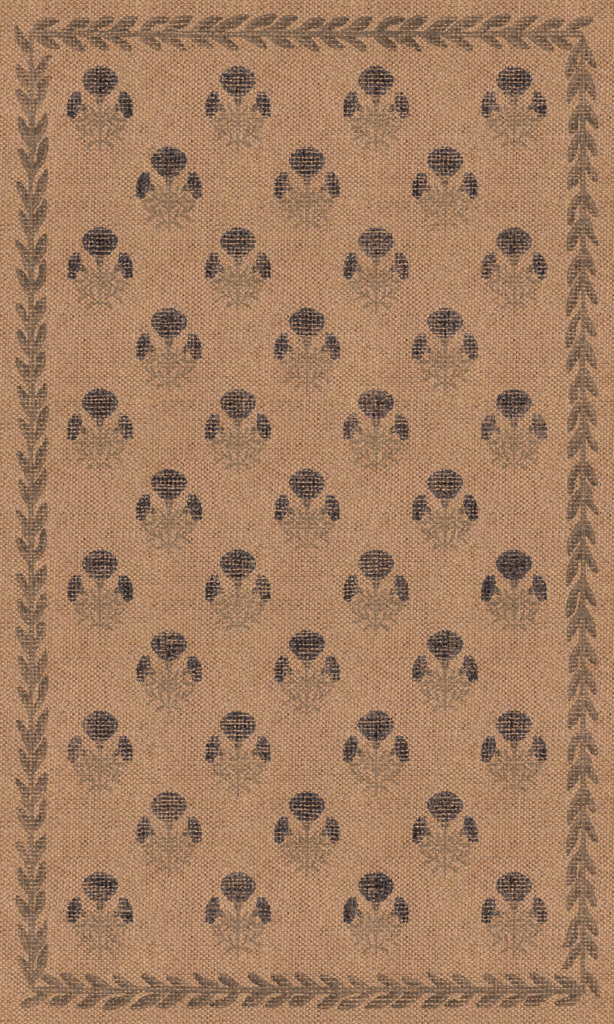Maia Floral Border Outdoor Rug – Navy – 90x150