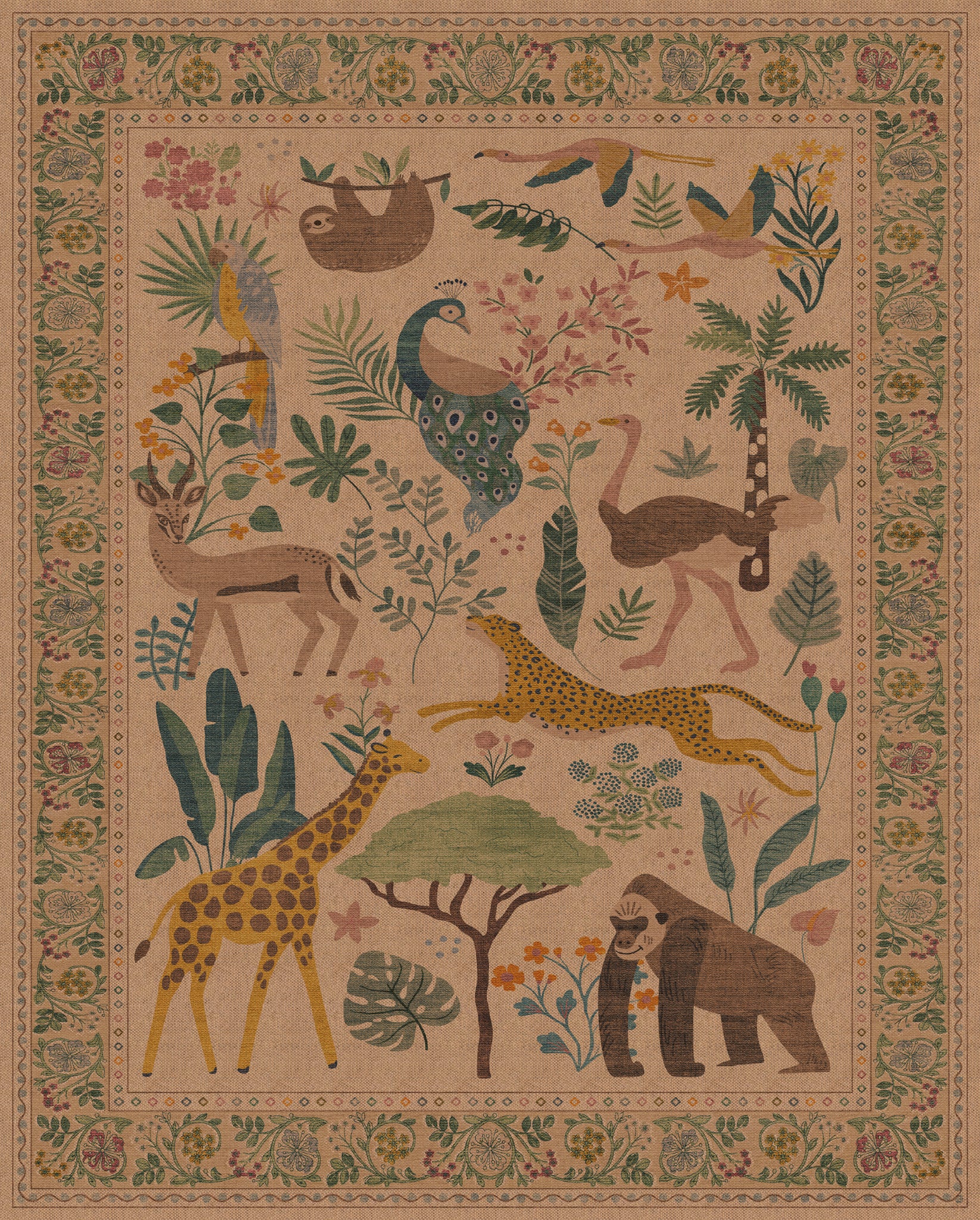 Micah Jungle Animal Outdoor Rug – Beige – 245x305