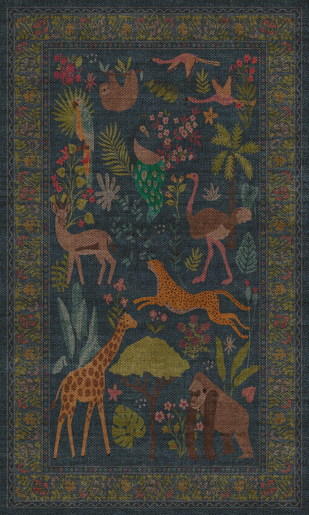 Micah Jungle Animal Outdoor Rug – Blue – 90x150