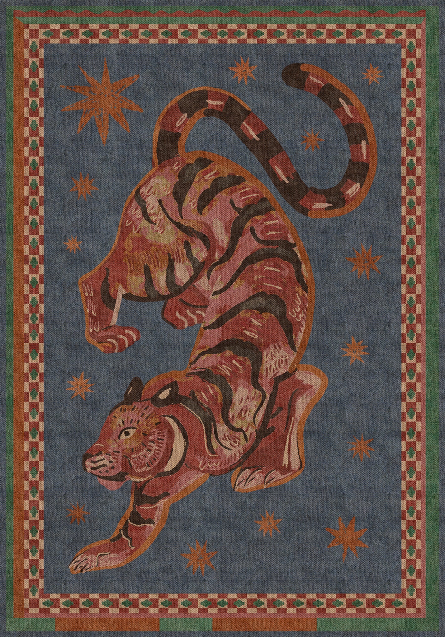Logan Tiger Vintage Outdoor Rug – Navy – 150x215