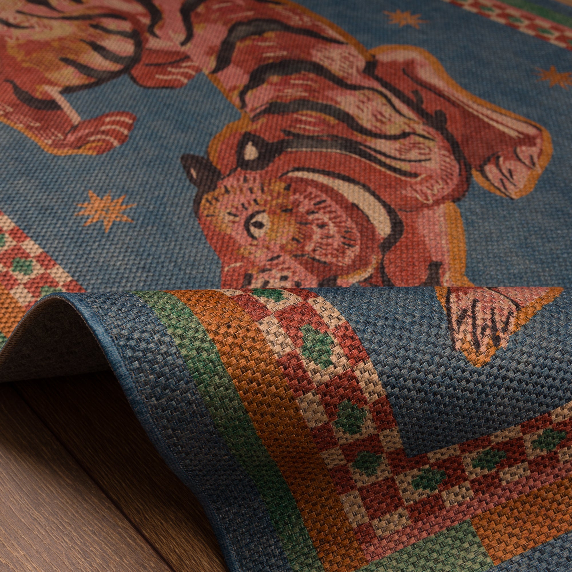 Logan Tiger Vintage Outdoor Rug – Navy