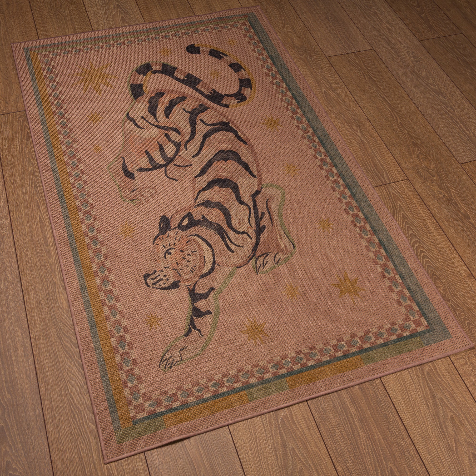 Logan Tiger Vintage Outdoor Rug – Pink