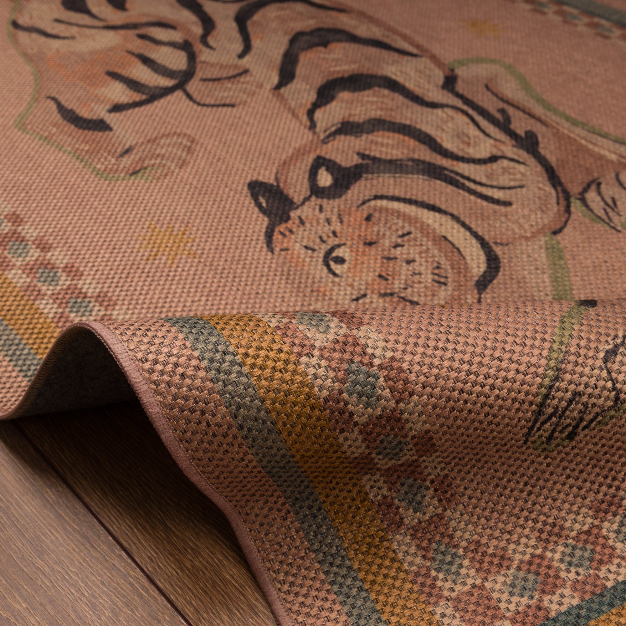 Logan Tiger Vintage Outdoor Rug – Pink