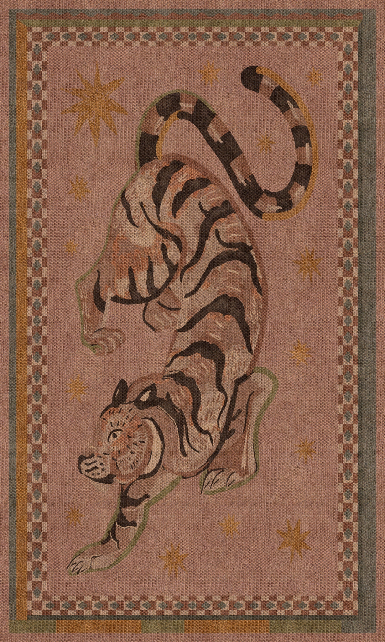 Logan Tiger Vintage Outdoor Rug – Pink – 90x150