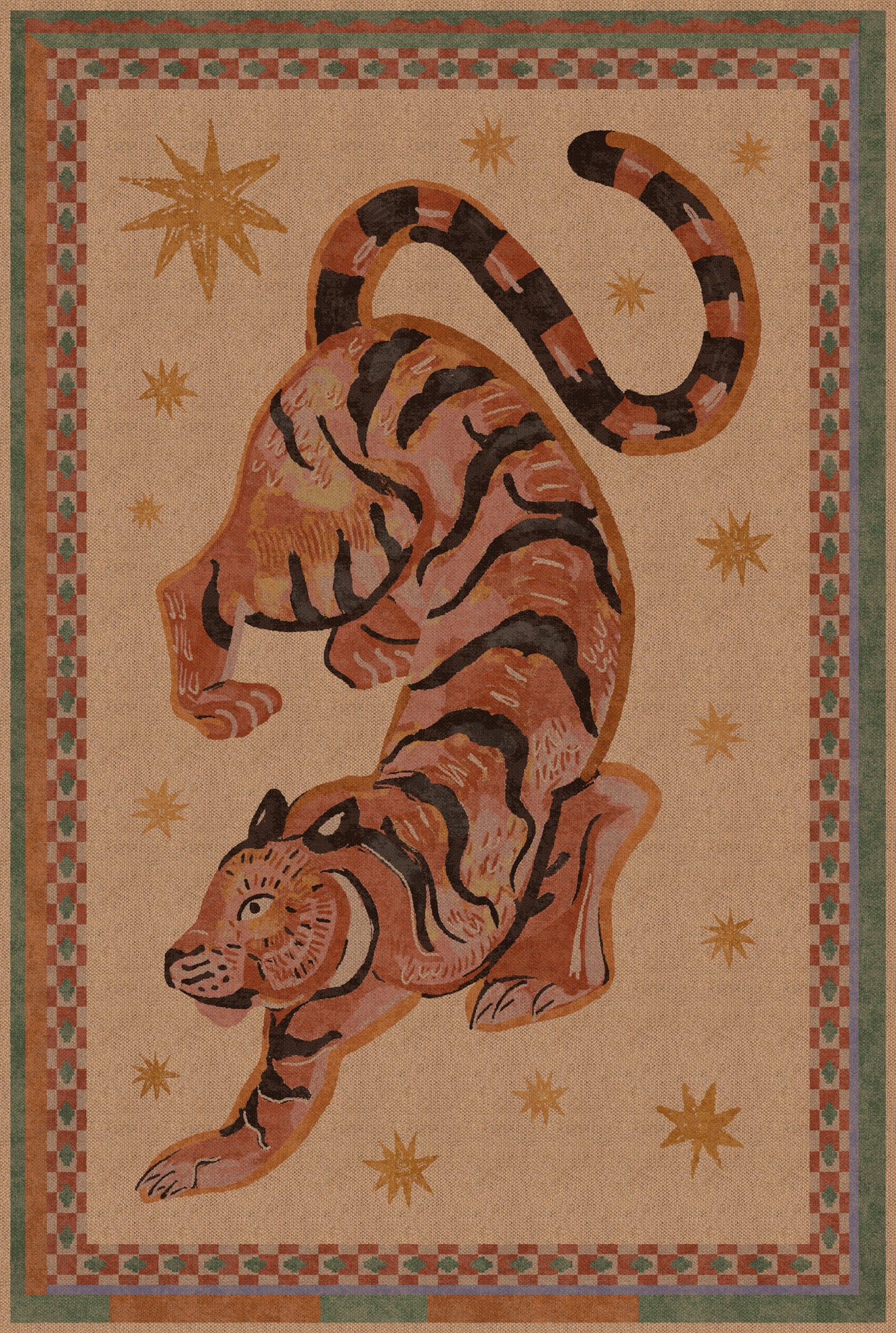 Logan Tiger Vintage Outdoor Rug – Yellow – 185x275