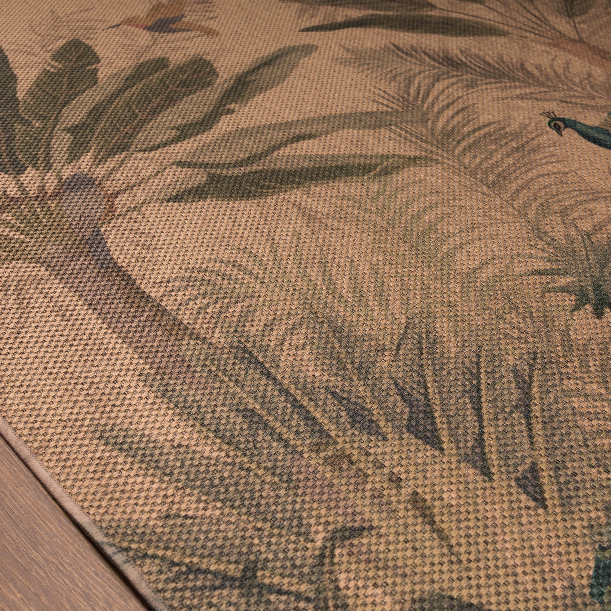Jade Tropical Bird Outdoor Rug – Beige