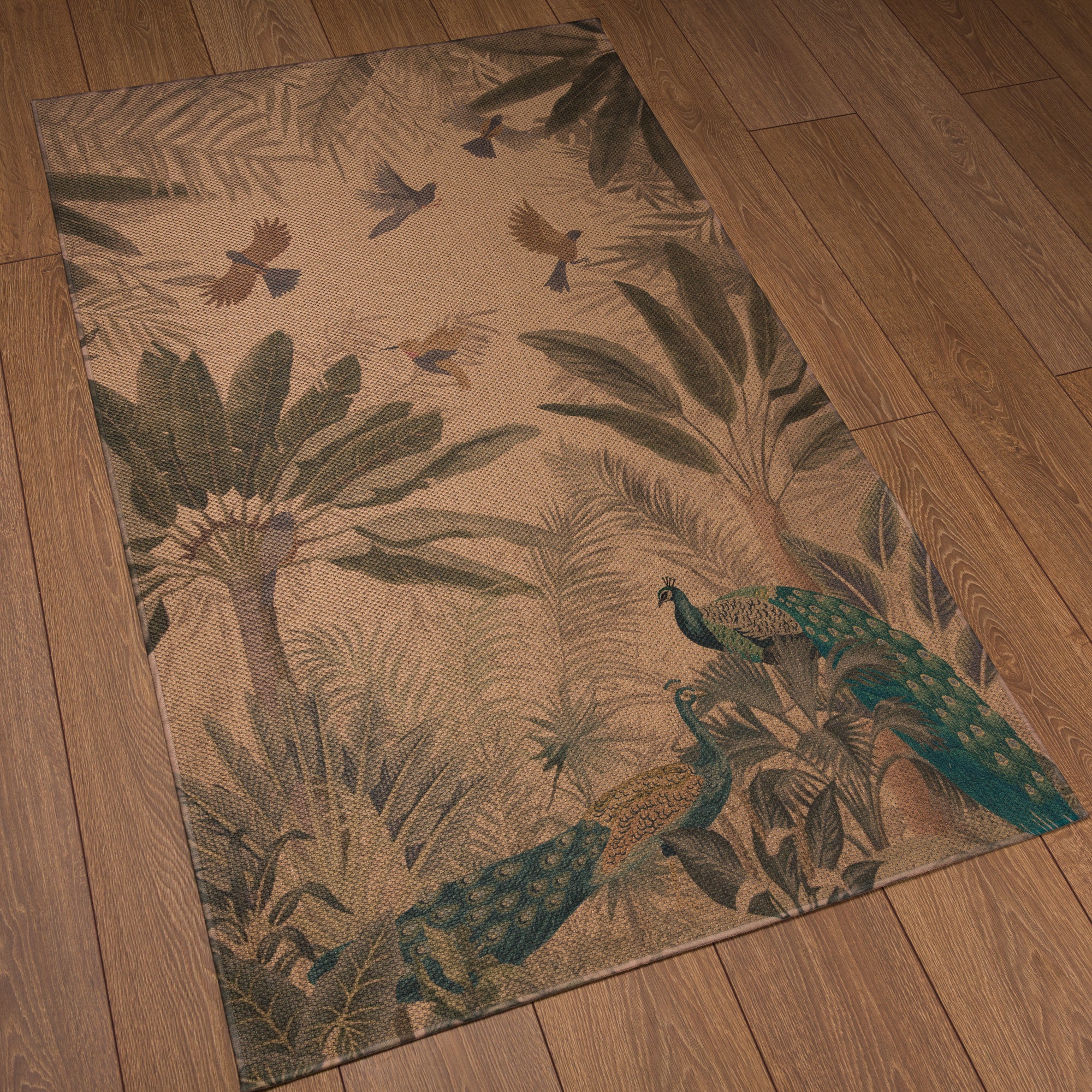 Jade Tropical Bird Outdoor Rug – Beige