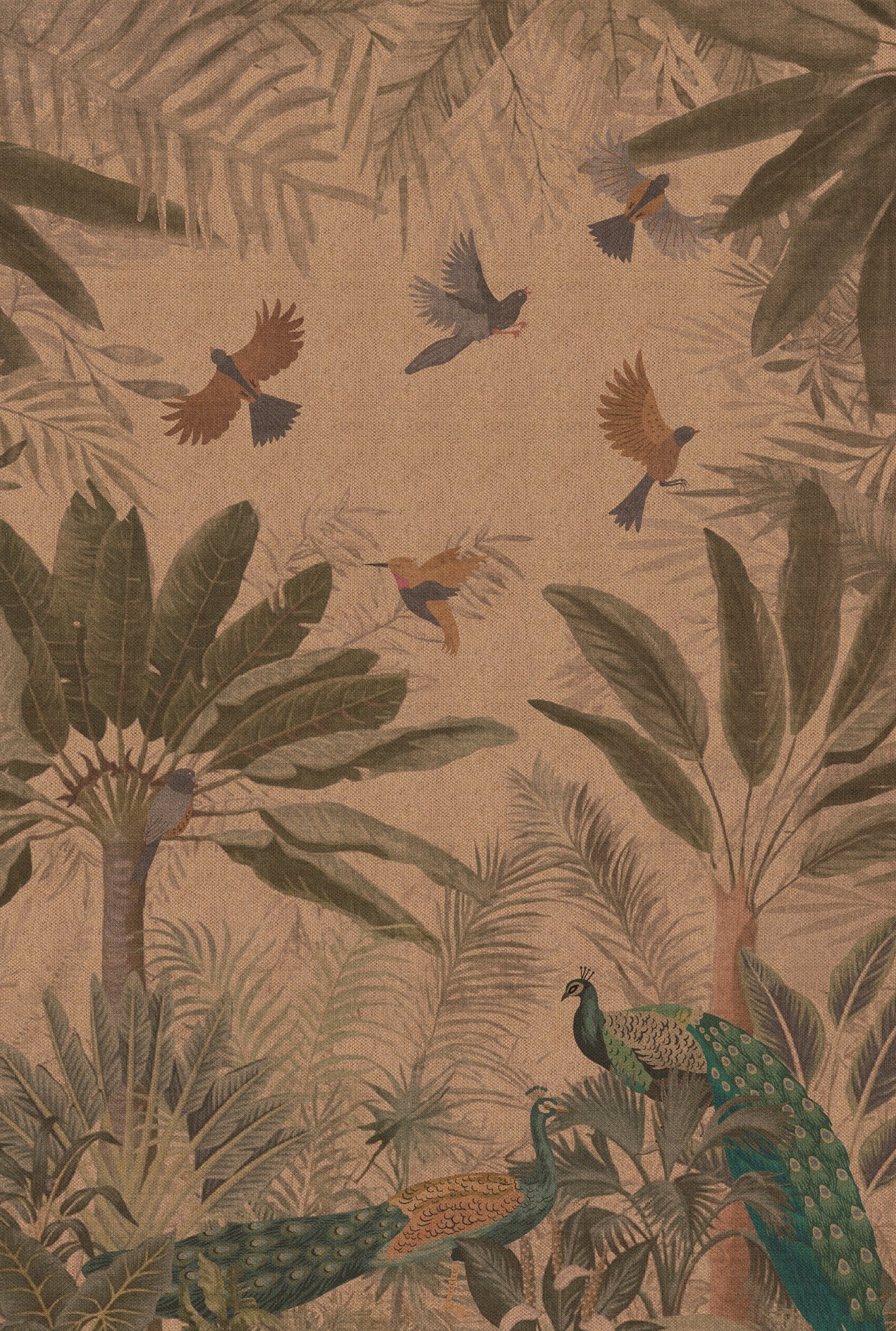 Jade Tropical Bird Outdoor Rug – Beige – 185x275