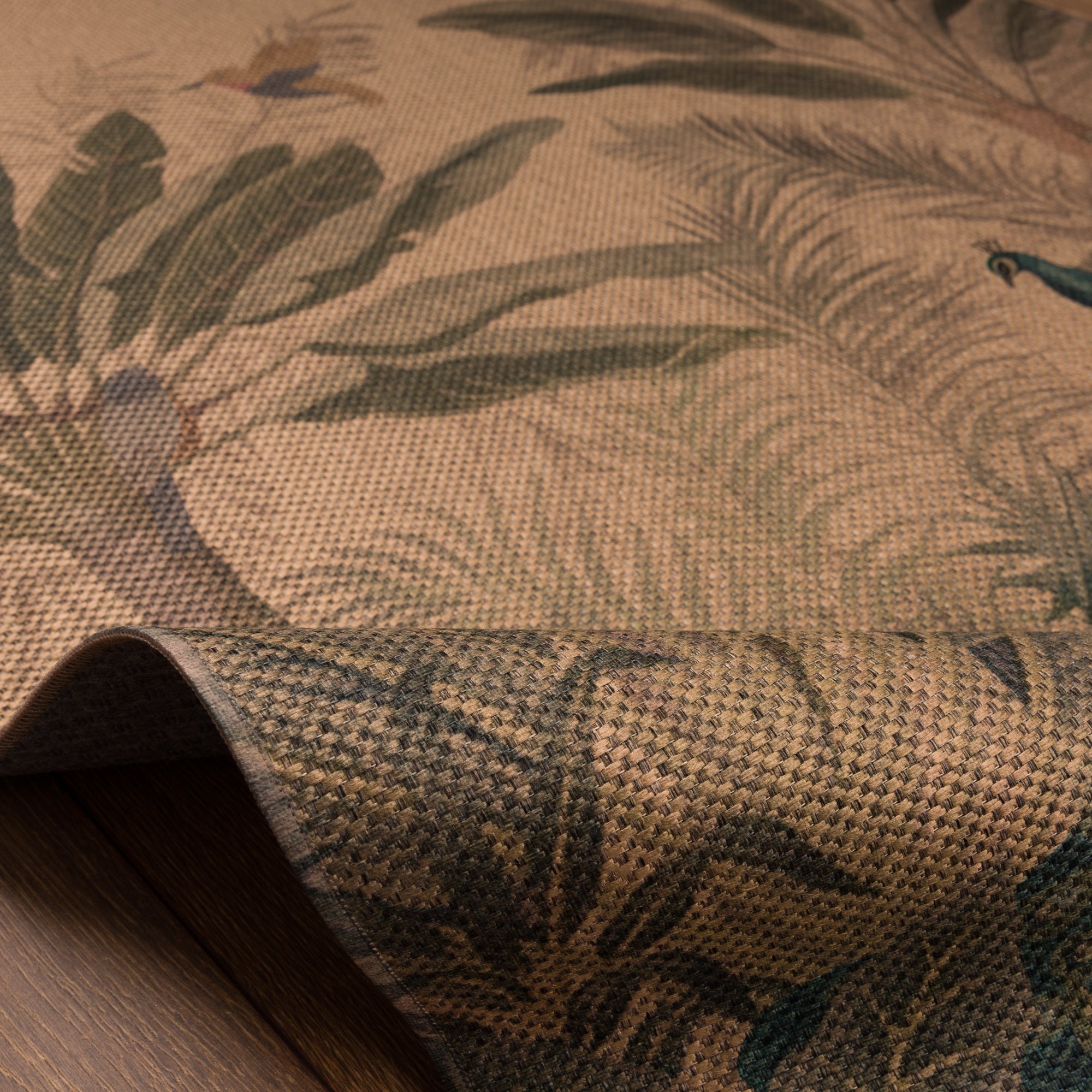 Jade Tropical Bird Outdoor Rug – Beige