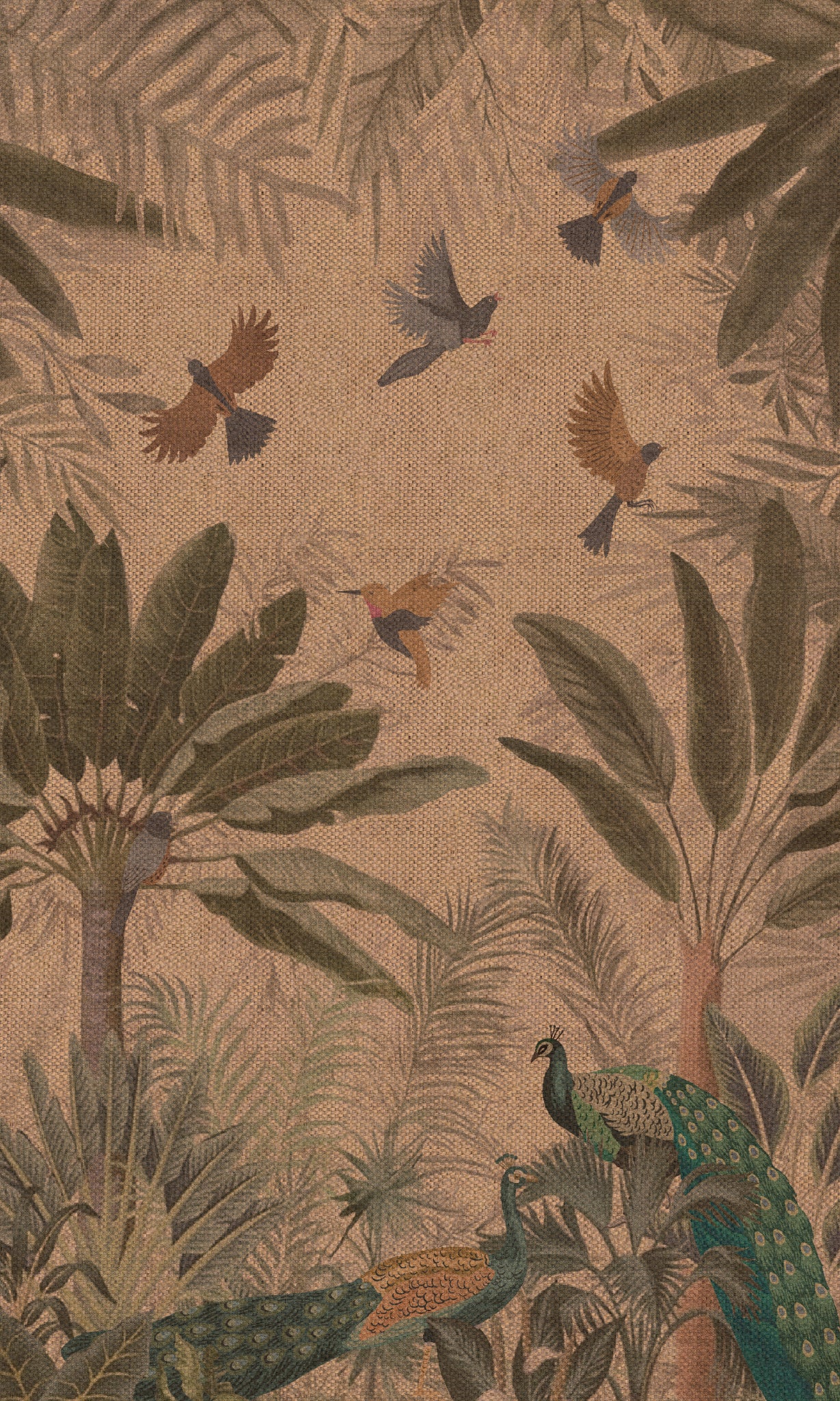 Jade Tropical Bird Outdoor Rug – Beige – 90x150