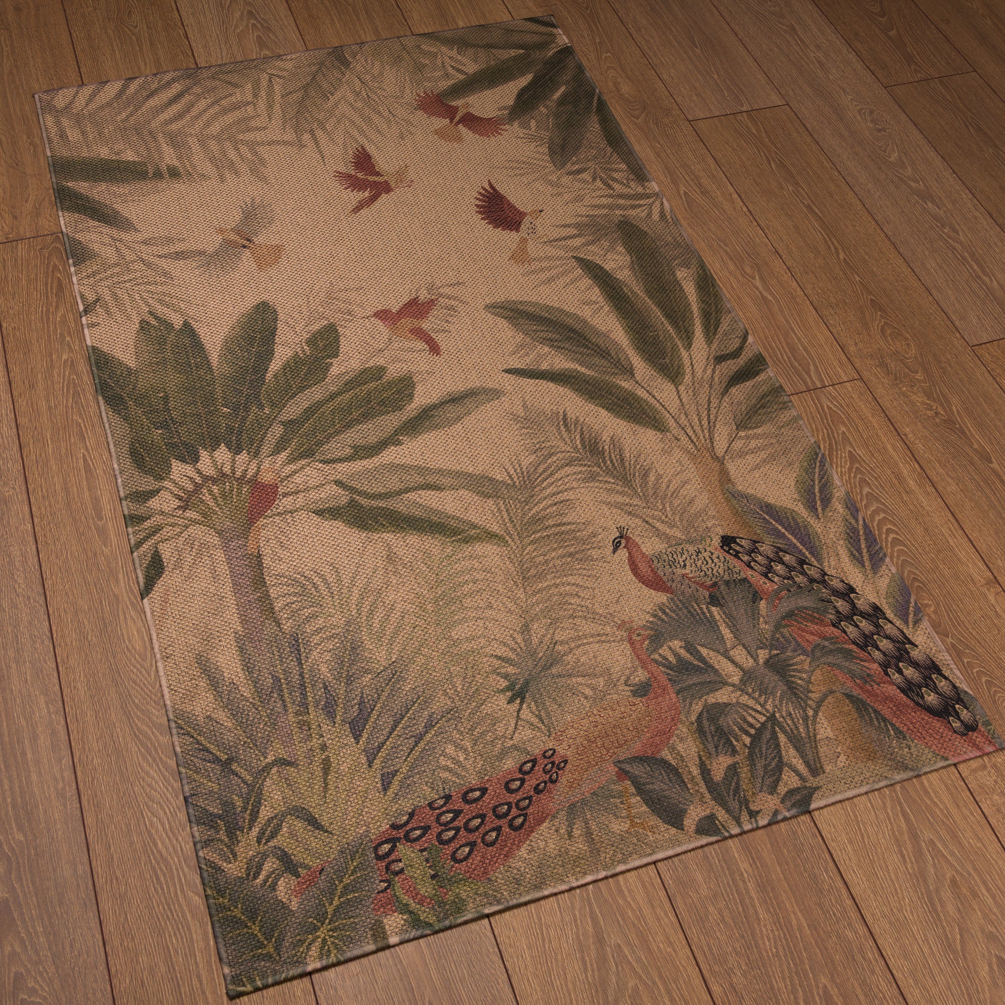 Jade Tropical Bird Outdoor Rug – Pink