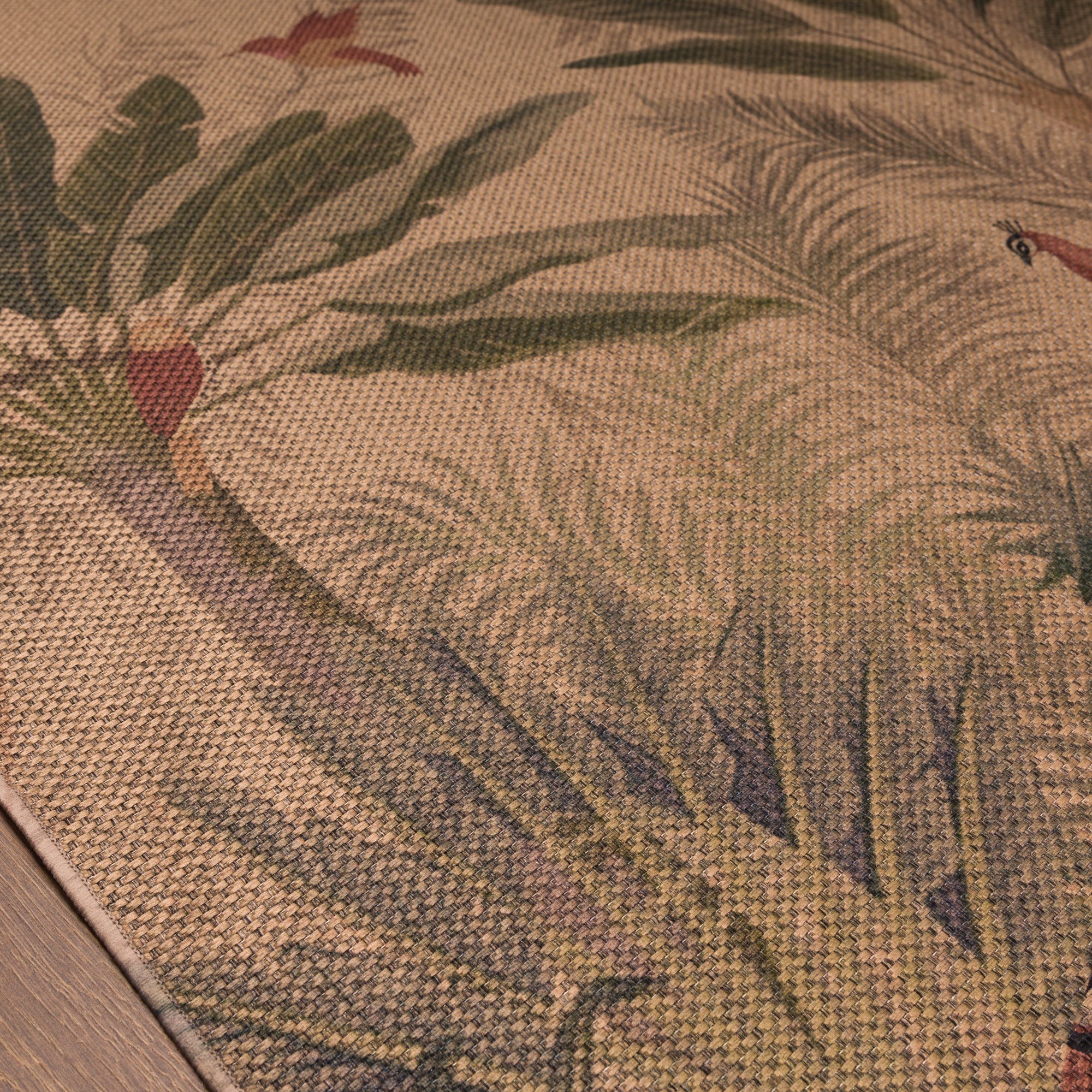 Jade Tropical Bird Outdoor Rug – Pink