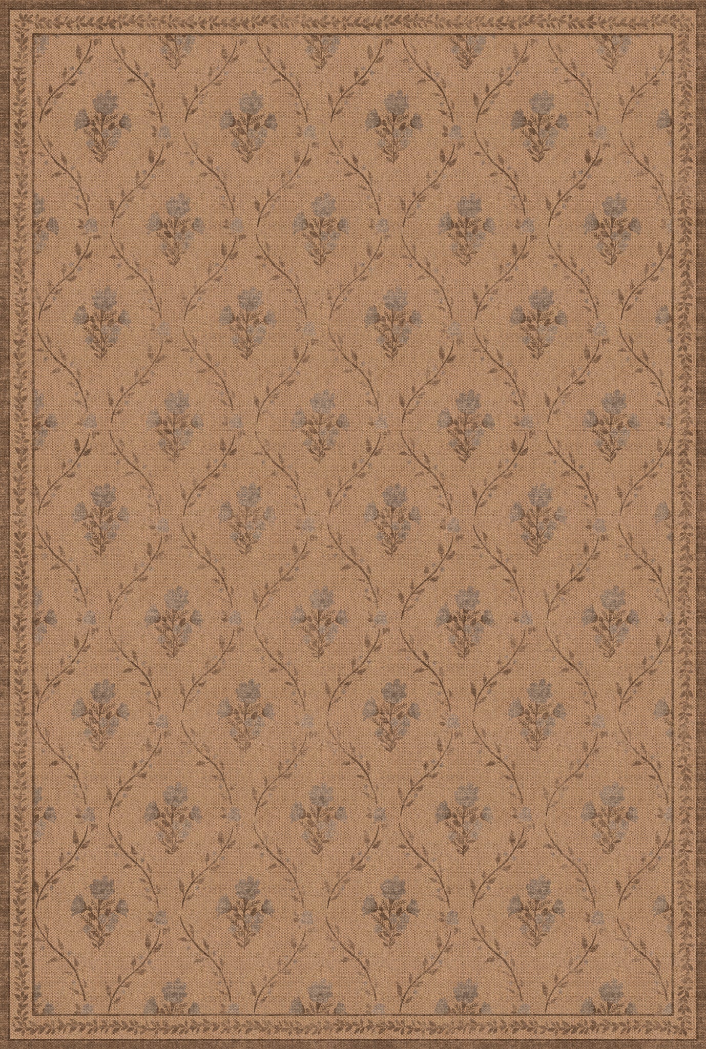 Della Floral Vine Outdoor Rug – Brown-Blue – 185x275