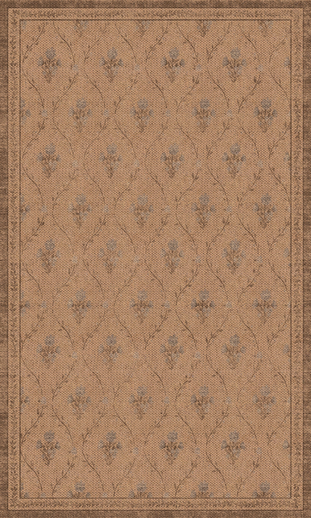 Della Floral Vine Outdoor Rug – Brown-Blue – 90x150