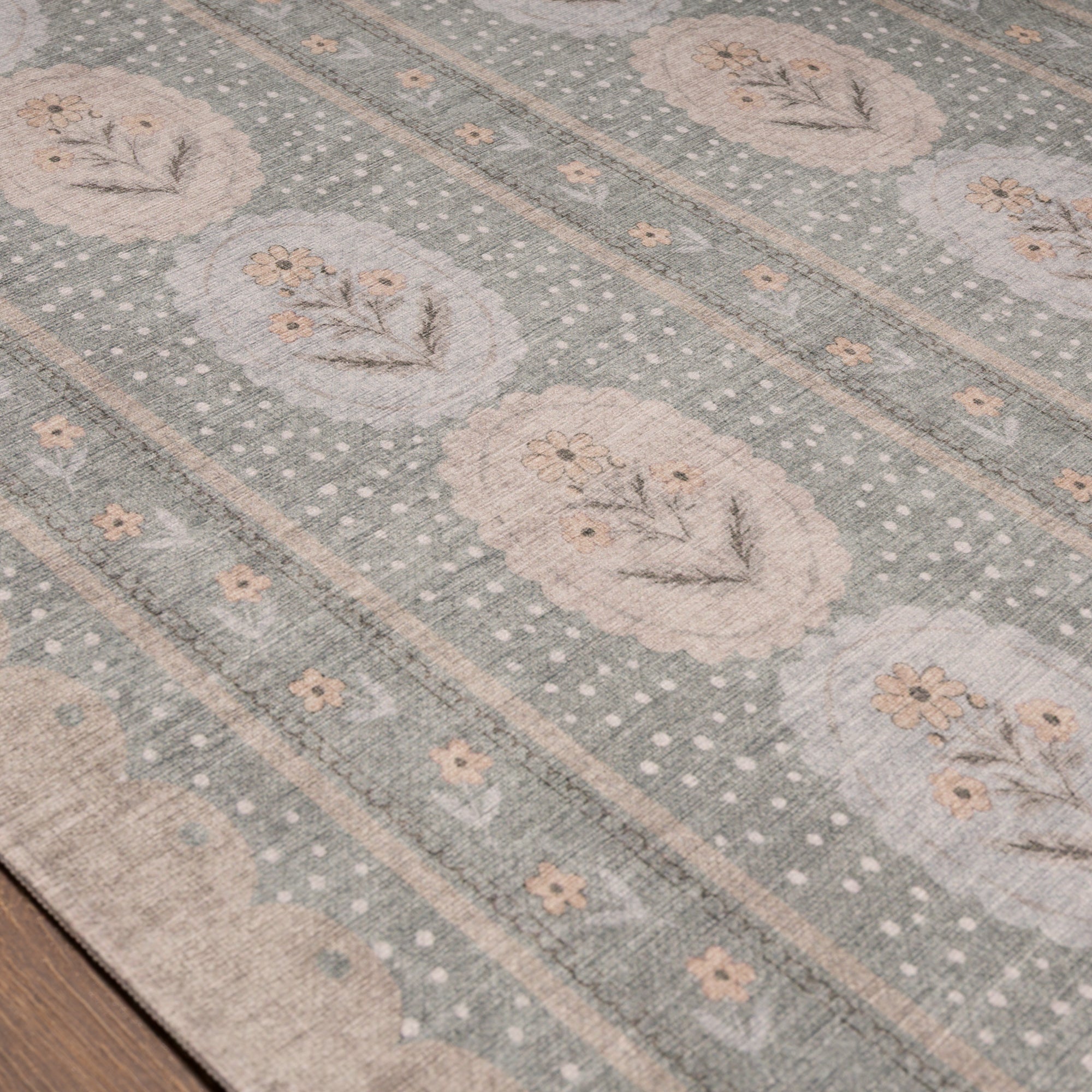 Lilia Minkštas gėlių medaliono kilimas