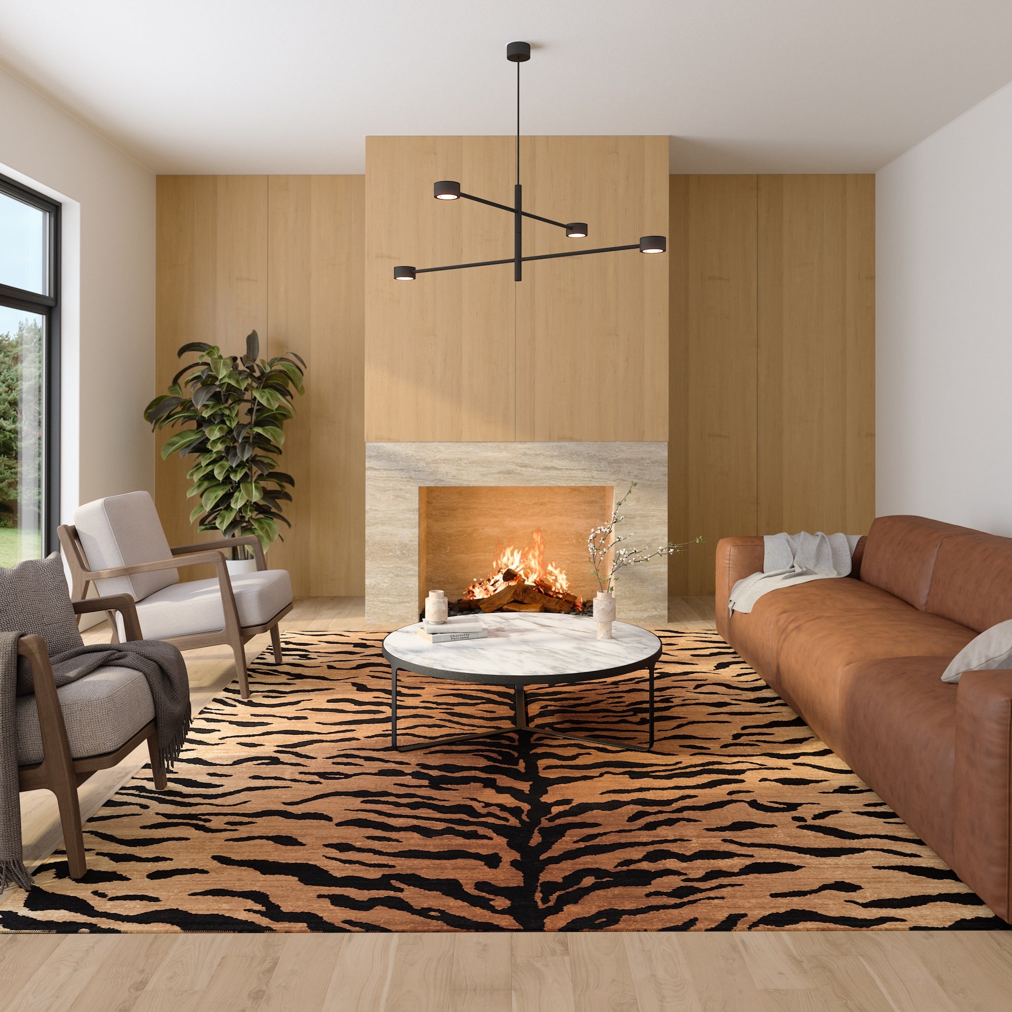 Ines Modern Tiger Print Rug