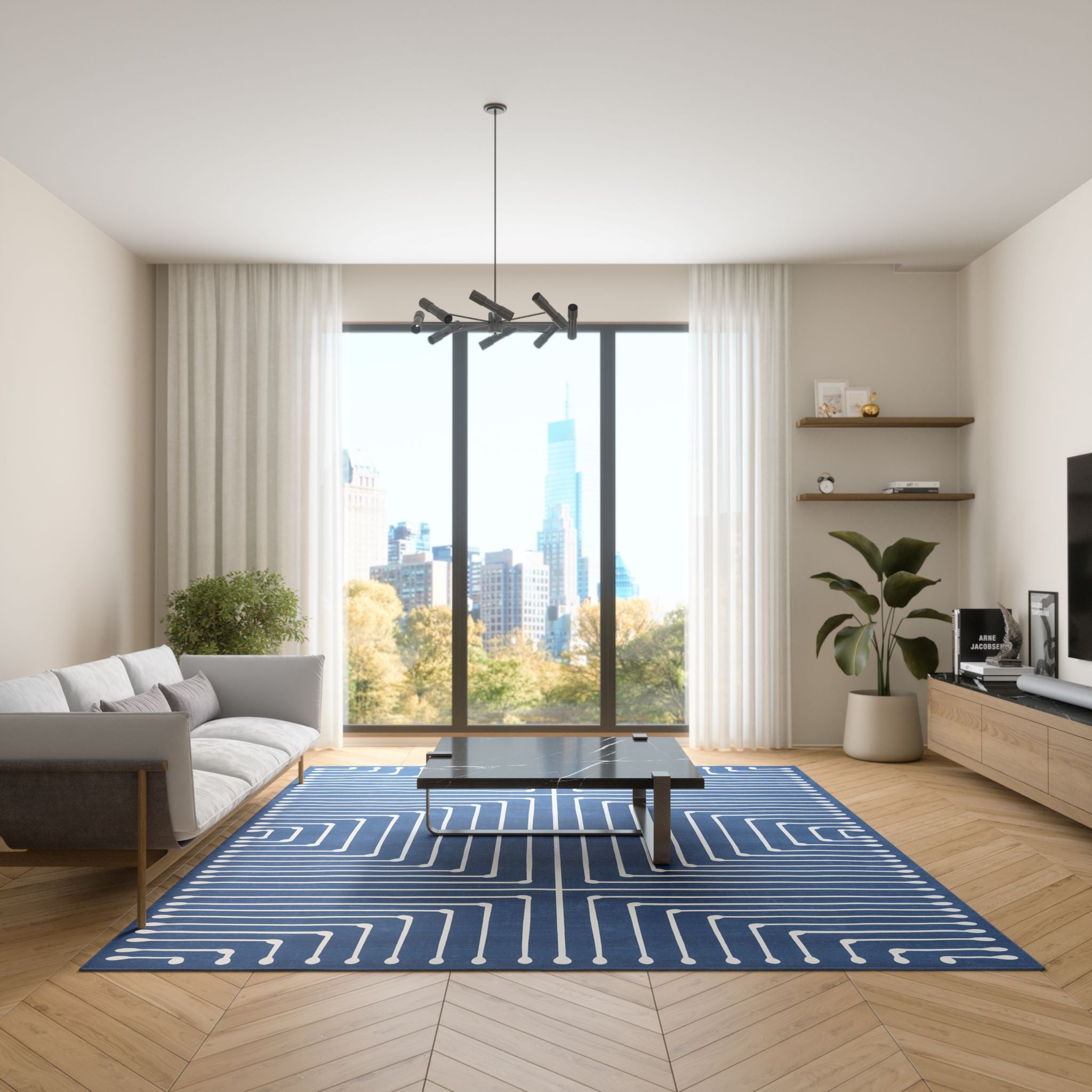 Olis Modern Inkdrop Geometric Rug