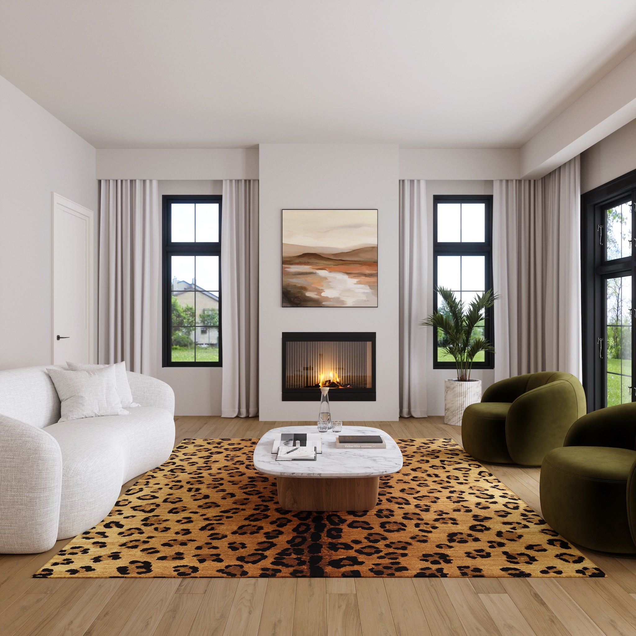 Rory Modern Leopard Print Rug